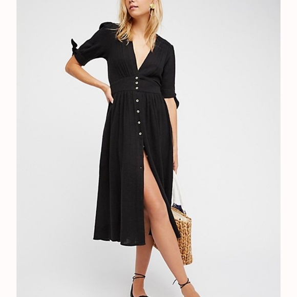 Free People Dresses & Skirts - Free People gauzy black button down dress